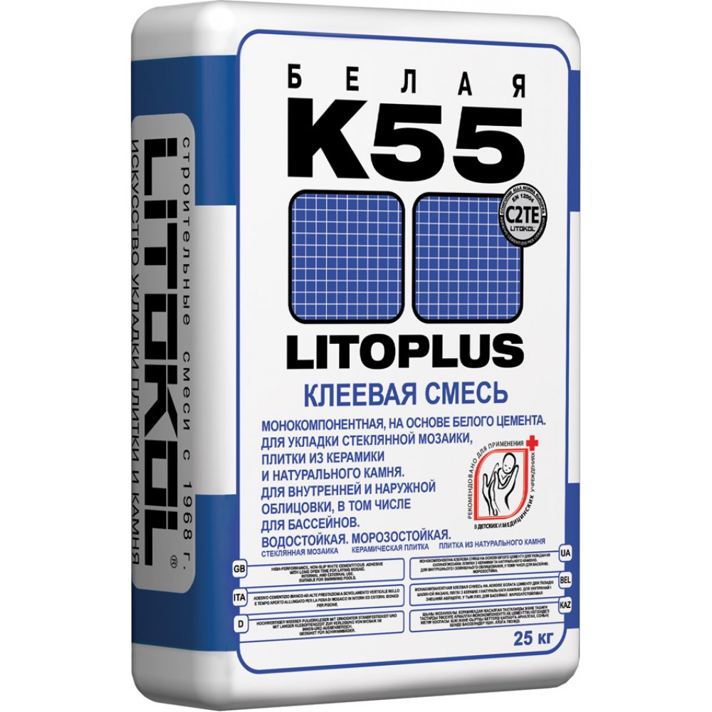 Купить c 55. Клей для мозаики Litokol LITOPLUS k55 25 кг. LITOPLUS k55 белая клеевая смесь 25 кг. Клей для плитки Литокол к 55. Плиточный клей Литокол к-80.